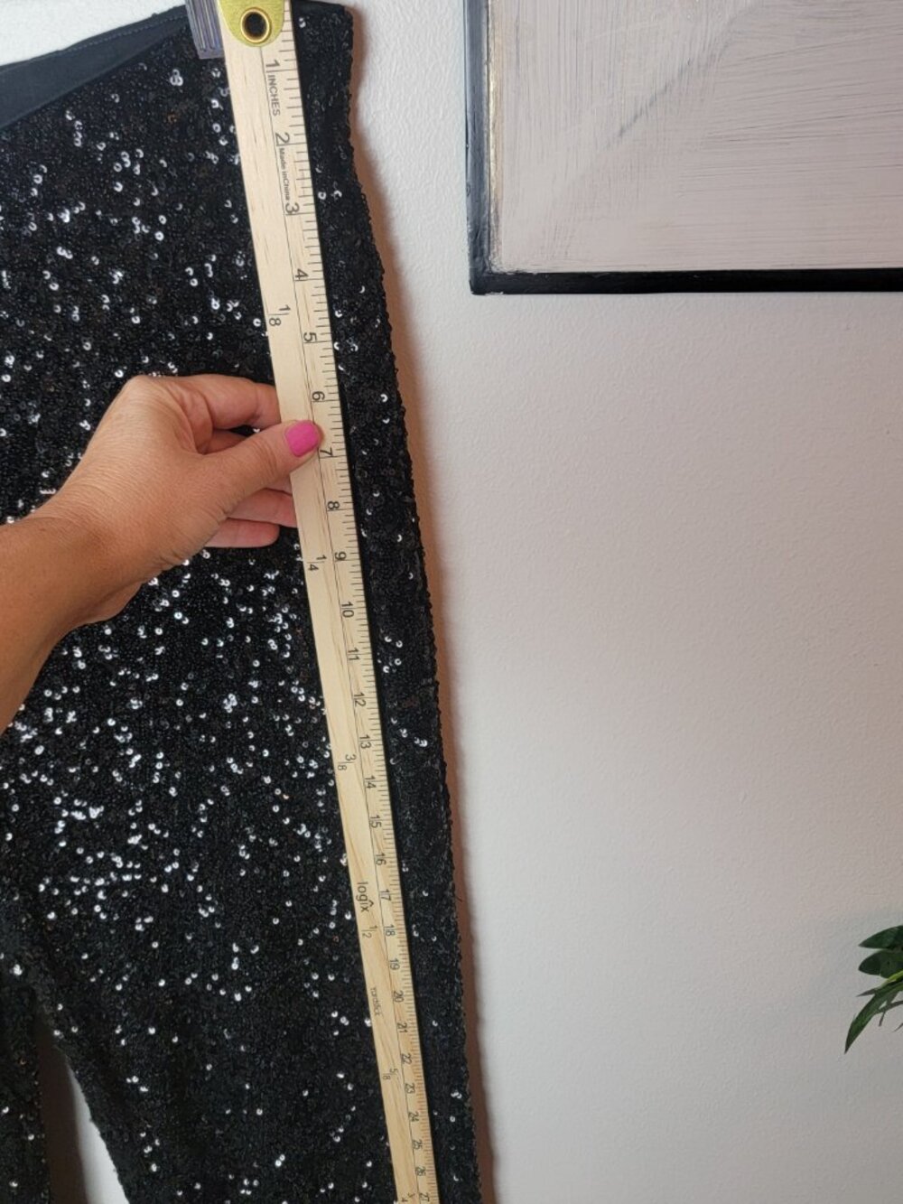 Express Black Sequin Flare Pants XL 16 Pull On High Rise Disco Party Glam - Picture 6 of 11